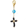 Cross Glass Seed Beads Pendant Decoration HJEW-MZ00110-4