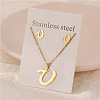 Stainless Steel Letter Pendant Necklaces & Stud Earrings Sets WG3FD2C-21-1