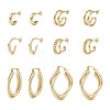 Yilisi 4Pair 4 Style C-shape Brass Stud Earrings DIY-YS0001-41-7