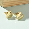 Brass Micro Pave Clear Cubic Zirconia Stud Earrings for Women EJEW-U034-02G-03-2