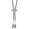Alloy with Synthetic Turquoise Pendant Waxed Cord Bolo Tie Lariat Necklaces FS-WGCCEF8-08-1