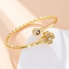 Brass Micro Pave Clear Cubic Zirconia Cuff Bangles for Women BJEW-U025-07G-1