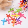 Mixed Color Cross Acrylic Pendants For Jewelry Making Embellishments DIY Craft X-SACR-515-M-3