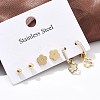 304 Stainless Steel Rhinestone Flower & Round Earring Sets EJEW-Z098-12G-3