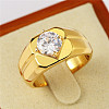304 Stainless Steel Pave Clear Cubic Zirconia Finger Rings for Men FS-WG96A01-10-1