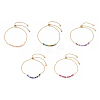 Faceted Round Natural Mixed Stone Slider Bracelets BJEW-JB10233-1