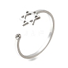 304 Stainless Steel Micro Pave Cubic Zirconia Open Cuff Rings LS-RJEW-S628-02P-2