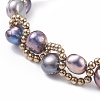 Natural Pearl & Glass Braided Beaded Bracelet BJEW-JB08091-03-4