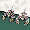 Alloy Synthetic Turquoise Dangle Earrings for Women EJEW-U053-10AS-01-2