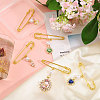 5Pcs Heart & Leaf Iron Safety Pins JEWB-CA00013-5