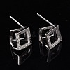 Rhodium Plated 925 Sterling Silver Stud Earring Findings X-STER-F048-28P-5
