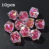 10Pcs Two Tone UV Plating Rainbow Iridescent Acrylic Beads TACR-YW0002-33B-1