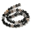 Natural Tourmalinated Quartz/Black Rutilated Quartz Beads Strands G-D463-01A-4