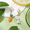 Rabbit & Carrot Glass Seed Beaded Pendant Decorations HJEW-MZ00141-2