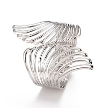 Alloy Hollow Wing Wrap Cuff Bangle BJEW-K223-07P