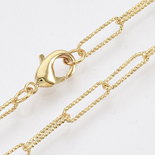 Brass Textured Paperclip Chain Necklace Making MAK-S072-03A-G