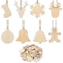 8 Bag 8 Style Unfinished Natural Wood Cutouts Ornaments WOOD-SZ0001-17