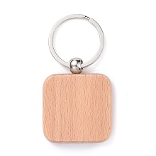 Natural Wood Keychain HJEW-P008-05