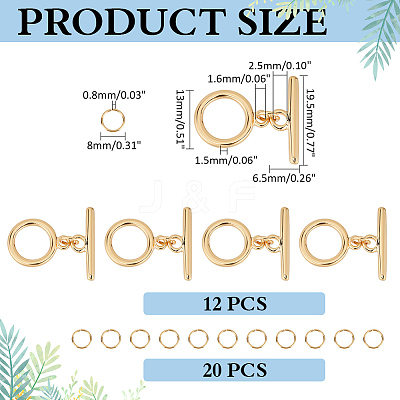 12Pcs Brass Toggle Clasps KK-ME0002-33-1