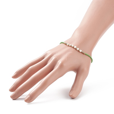 Natural Pearl & Glass Seed & Brass Beaded Stretch Bracelet for Women BJEW-JB08977-1