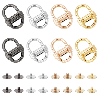 8 Sets 4 Colors Alloy Bag Double D-Ring Suspension Clasps FIND-WR0009-70-1