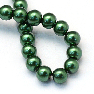Baking Paint Pearlized Glass Pearl Round Bead Strands X-HY-Q003-6mm-75-1