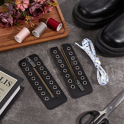 1 Pair Cowhide Leather Lace-in Boot Zipper Inserts FIND-PH0006-72-1