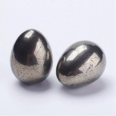 Natural Pyrite Egg Stone DJEW-K009-C01-1