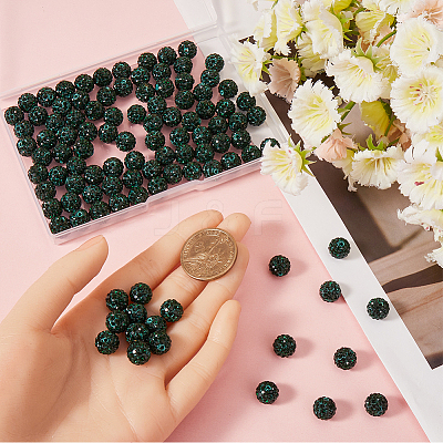 120Pcs Pave Disco Ball Beads RB-SC0004-84A-1
