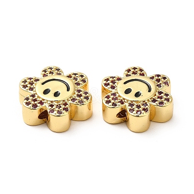 Rack Plating Brass Cubic Zirconia Beads KK-M232-01G-D-1