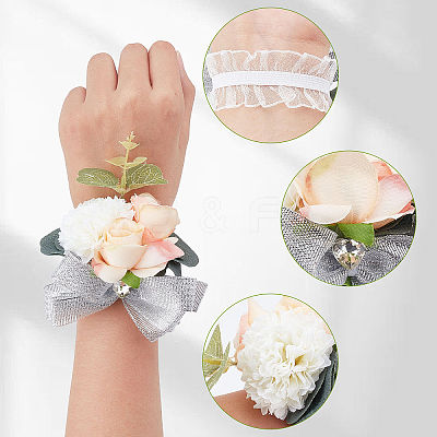Silk Cloth Silk Ribbon Wrist Corsage AJEW-WH0277-62A-1