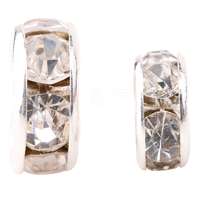 Silver Plated Brass Middle East Rhinestone Spacer Beads RB-PH0001-08S-NF-1
