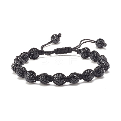 Sparkling Ball Rhinestone Braided Bead Bracelet for Women BJEW-JB07703-05-1