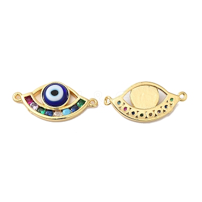 Evil Eye Lampwork Connector Charms LAMP-E034-03G-1