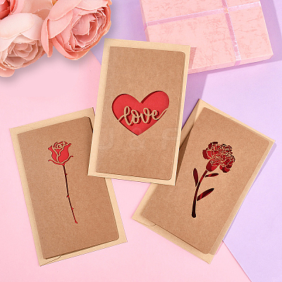 5 Bags Kraft Paper Greeting Cards AJEW-YW0001-50A-1