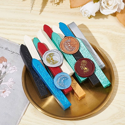 Brass Wax Seal Stamp with Wood Handle AJEW-WH0412-0281-1