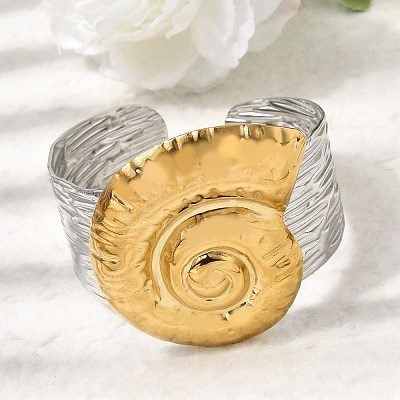 Hammered 304 Stainless Steel Cuff Bangles for Women BJEW-Z177-01GP-05-1