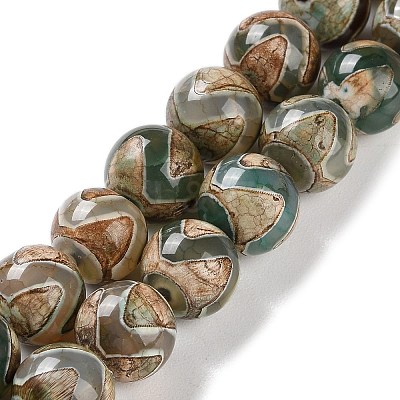 Natural Tibetan Wave Pattern dZi Agate Beads Strands G-B084-A01-01-1