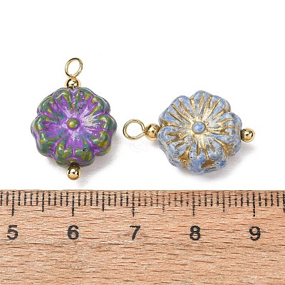 Baking Paint & Golden Metal Enlaced Glass Pendants GL-CBA010C-12G-1