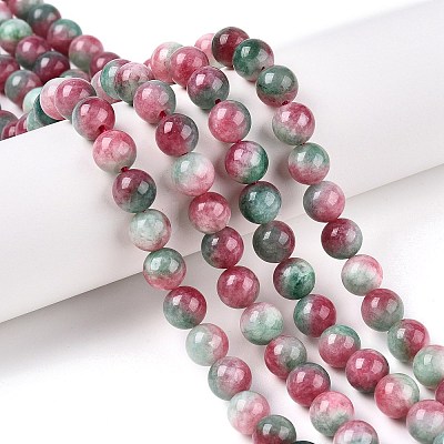 Dyed Natural White Jade Beads Strands G-T138-8mm-210-24-1