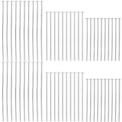 60Pcs 3 Styles 925 Sterling Silver Flat Head Pins STER-SC0001-28-1
