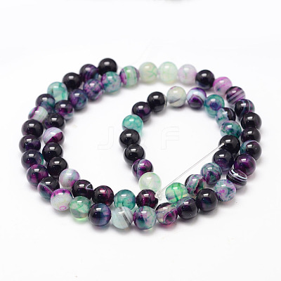 Natural Striped Agate/Banded Agate Bead Strands G-K155-A-8mm-10-1
