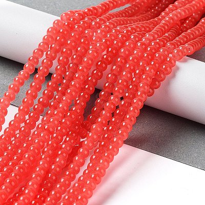 Baking Paint Imitation Jade Glass Round Bead Strands DGLA-Q021-4mm-32-1