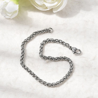 Tarnish Resistant 304 Stainless Steel Wheat Chain Bracelets BJEW-M187-12-F-1