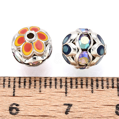 Round Brass Enamel Beads KK-Q080-01C-S-1