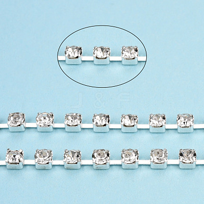 Silver Plated Brass Rhinestone Strass Chains CHC-N020-12A-03-1