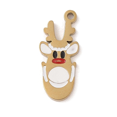 Christmas Theme Ion Plating(IP) 304 Stainless Steel Enamel Pendants STAS-Z083-09G-03-1