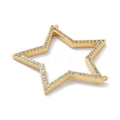 Rack Plating Brass Micro Pave Cubic Zirconia Connector Charms KK-G515-42G-01-1