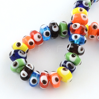 Rondelle Evil Eye Lampwork Bead Strands LAMP-R121-M-1