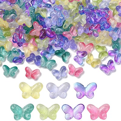 50Pcs Transparent Spray Painted Glass Beads GLAA-YW0004-97A-1
